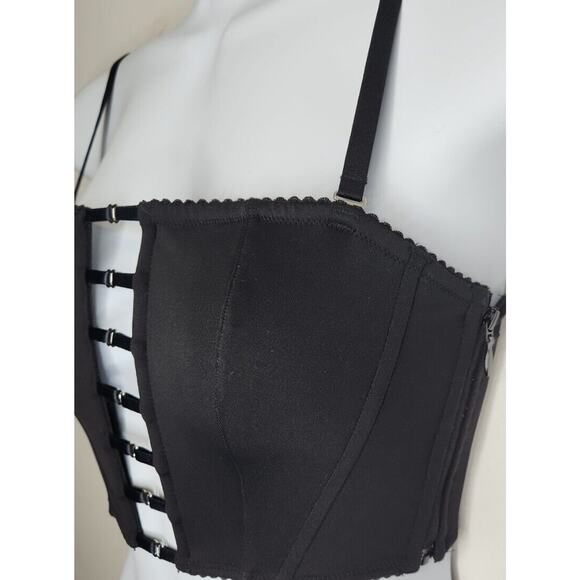 NWT Victorias Secret Black Bra / Top Unlined Bralette Top Strappy Zip Back XS - Picture 2 of 10